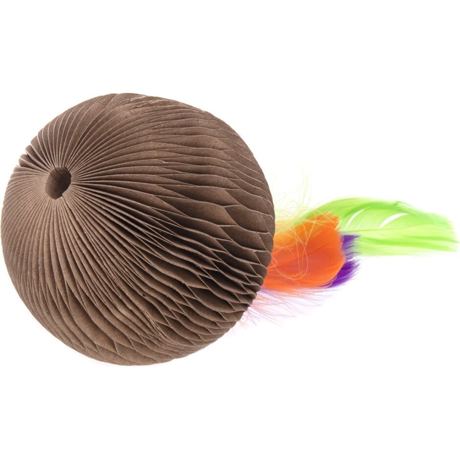 CORRUGATED FEATHER BALL CAT TOY