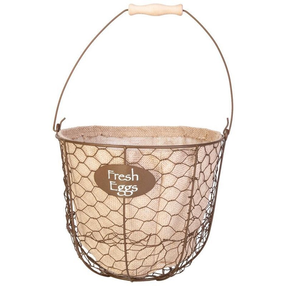 RUSTIC FARMHOUSE EGG GATHERING BASKET W/BURLAP