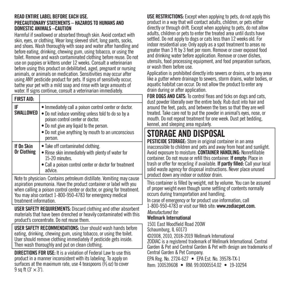 ZODIAC FLEA & TICK POWDER FOR DOGS & CATS