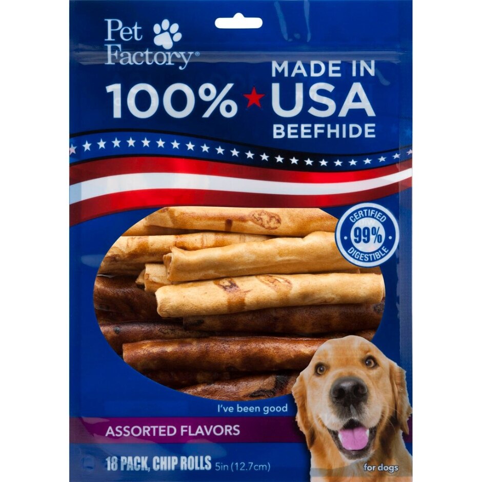 100 MADE IN USA BEEFHIDE CHIP ROLLS