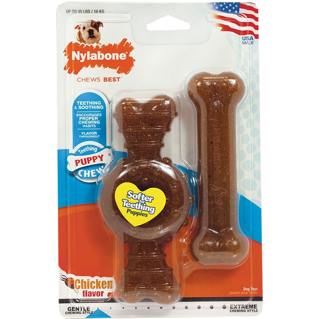 NYLABONE PUPPY CHEW TEXTURED RING & BONE
