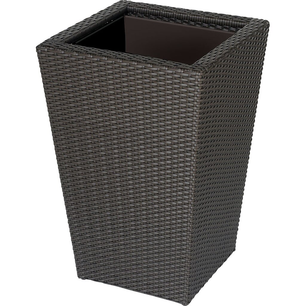 VISTA PLANTER SQUARE RESIN WICKER W/PLASTIC LINER