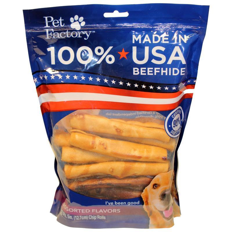 100 MADE IN USA BEEFHIDE CHIP ROLLS